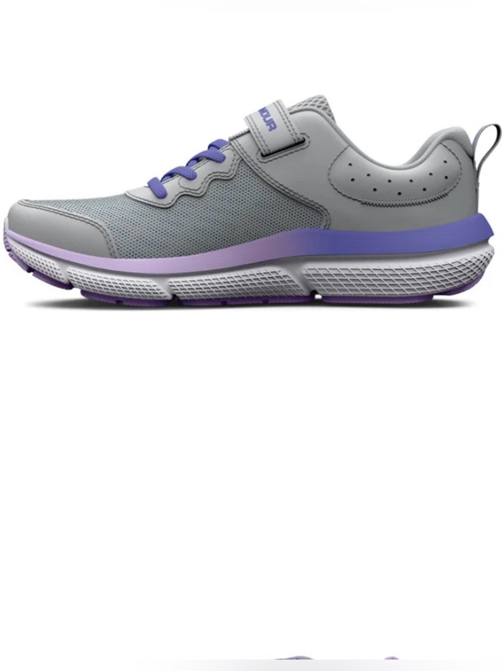 Under Armour Kids Gray and Purple Lightweight Sneaker - Picture 3 of 4